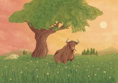 A Bull Under a Tree