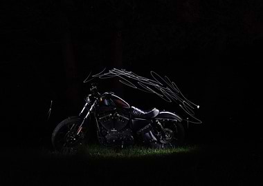 Black Motorcycle Night Shot