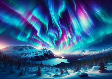 Aurora Borealis Landscape