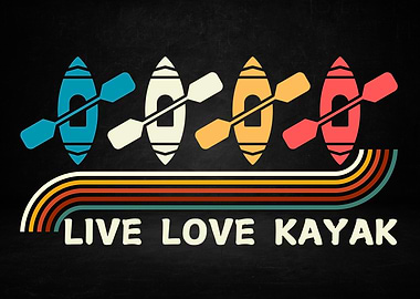 Live Love Kayak Retro Graphic
