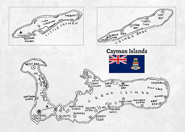 Handdrawn Cayman Islands Map