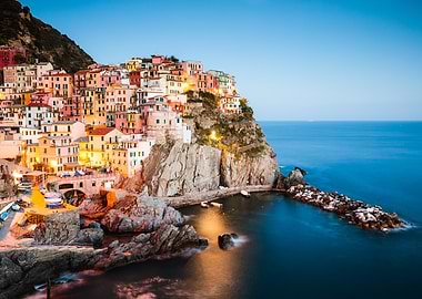 Dusk in Manarola, Cinque Terre, Liguria, Italy