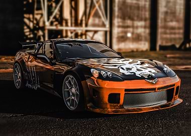 Custom Corvette with Skull Design