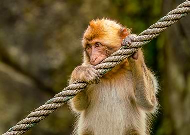 Young Monkey on Rope