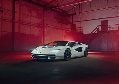 White Lamborghini in Red Warehouse