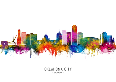 Oklahoma City Skyline Watercolor