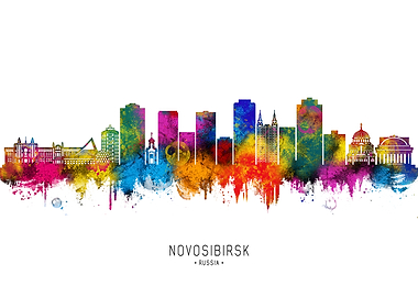 Novosibirsk Skyline Watercolor