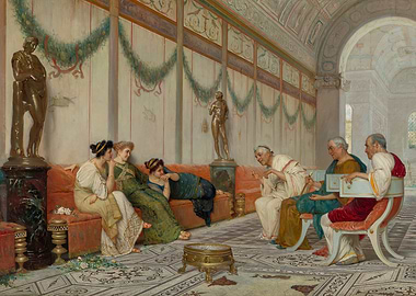 Interior of Roman Building with Figures by Ettore Forti