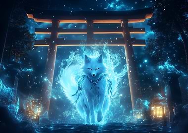 Mystical Fox Spirit In ToriiGate