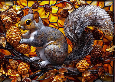 Stained Glass Squirrel