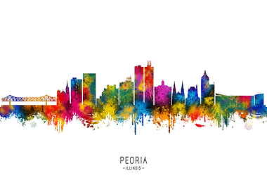Peoria Skyline Watercolor