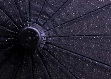 Black Umbrella with Raindrops