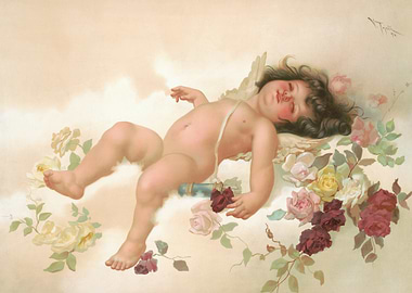 Aesthetic cherub, chromolithograph print
