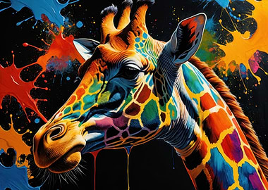 Colorful Giraffe Portrait