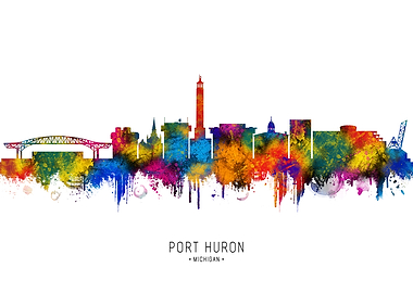 Port Huron Skyline Watercolor