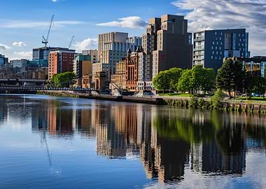 Glasgow Downtown Skyline River View