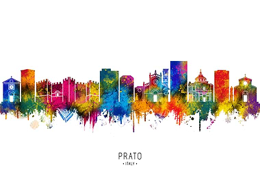 Prato City Skyline Watercolor
