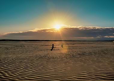 Sunrise on Sandy Beach in Riviera Italy