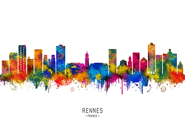 Rennes Skyline Watercolor