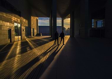 Silhouettes in a Modern Building