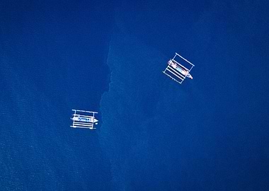 Two Boats in Blue Water