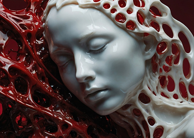 Abstract Woman in Red and White