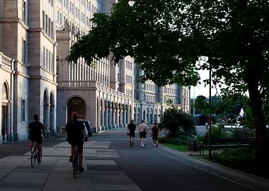 City Street with Cyclists in Leipzig