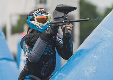 Paintball Player Action Shot