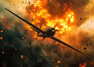 Burning Fighter Plane