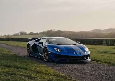 Blue Lamborghini Aventador