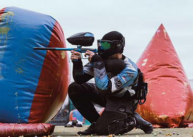 Paintball Player in Action