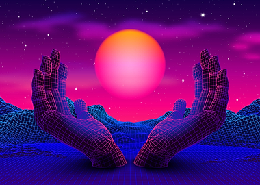 Retro Synthwave Hands
