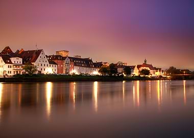Riverfront Cityscape at Dusk
