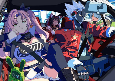 Anime Characters in Car