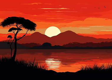 Sunset Mountain Landscape