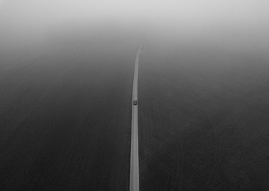 Lonely Road in Fog