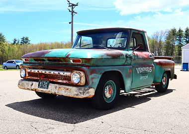 Photo of a vintage step side chevy truck.