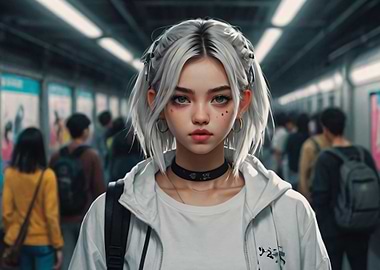 Beautiful Girl in Subway