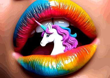 Rainbow Lips with Unicorn