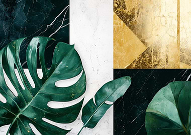 Tropical Leaves on Marble
