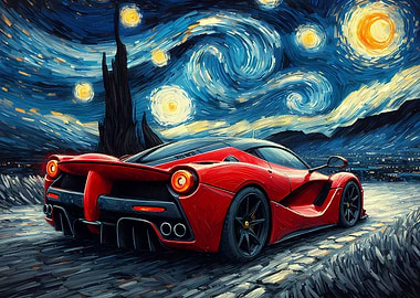 Ferrari Under Starry Night