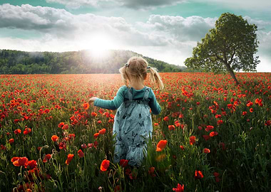 Girl in Poppy Field