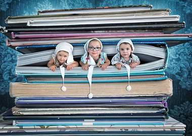 Kids Hiding in Books