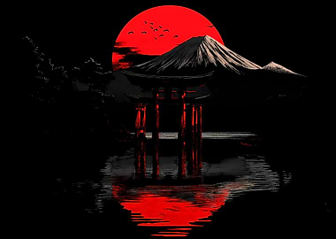 Japanese Sunset Landscape
