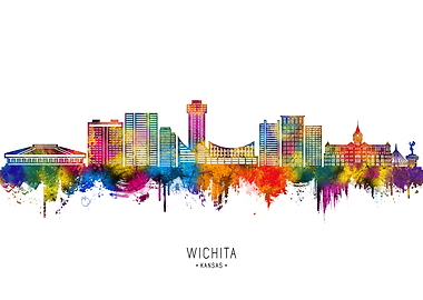 Wichita Skyline Watercolor