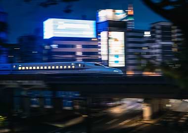 Shinkansen Train at Night