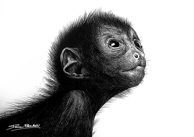 Baby Monkey Pen Drawing