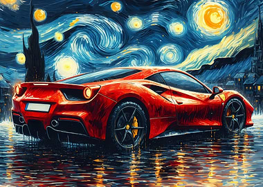 Ferrari 488 Under Starry Night
