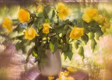 Yellow Roses in Vase