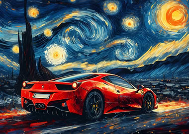 Ferrari 458 Under Starry Night